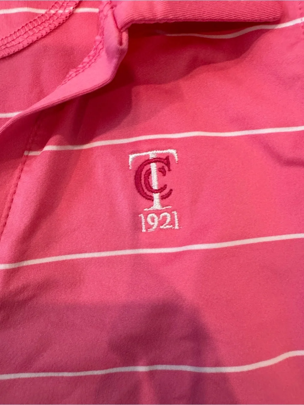 FootJoy Pink and White Striped Sleeveless Golf Polo